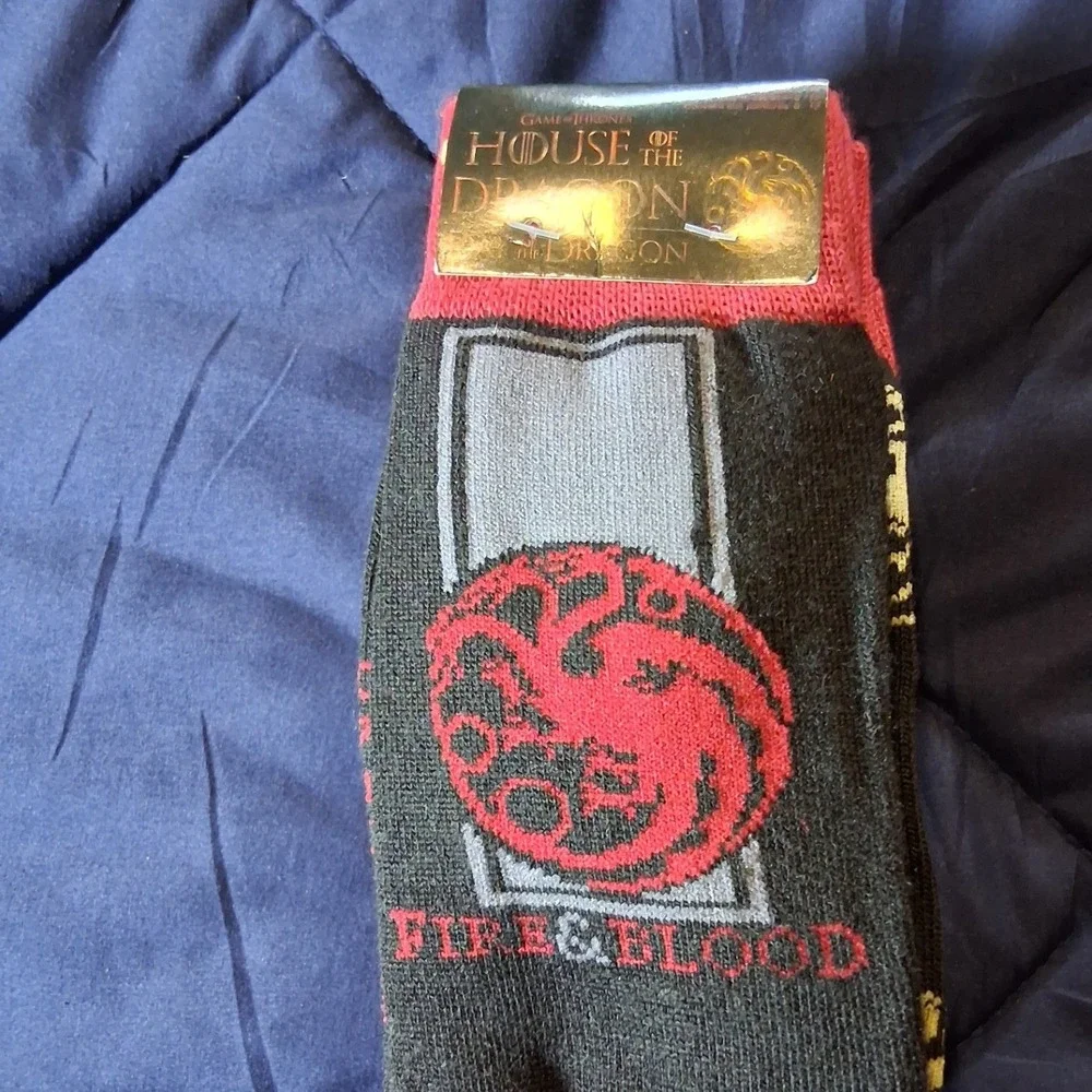 House of the Dragon Game of Thrones Targaryen Fire‎ & Blood Crew Socks New 5pack
